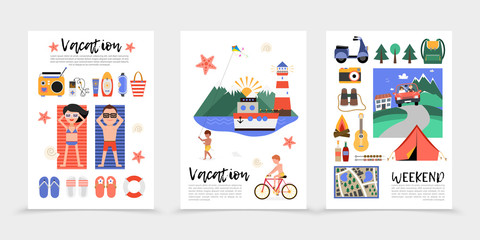 Flat Summer Vacation Posters