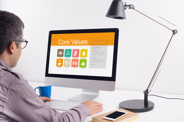 Core Values Screen On The Workplace