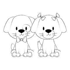 cute and adorable couple dog characters