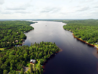Fototapeta na wymiar Aerial view of of forest and lake
