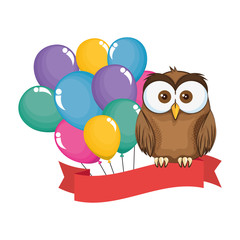 cute and adorable owl with balloons helium