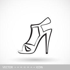 Female sandals with high heels icon. Icon of women's shoes in the style of linear design.