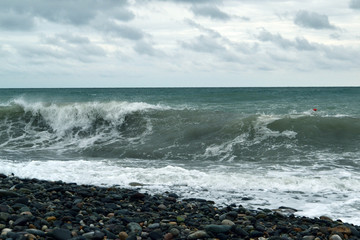 Fototapeta na wymiar beautiful large sea wave 