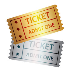 gold and silver cinema tickets black and white design, stock vector illustration