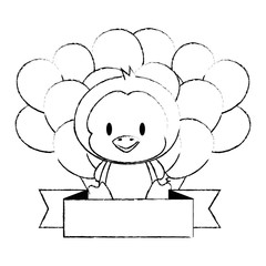 cute and adorable penguin with balloons helium