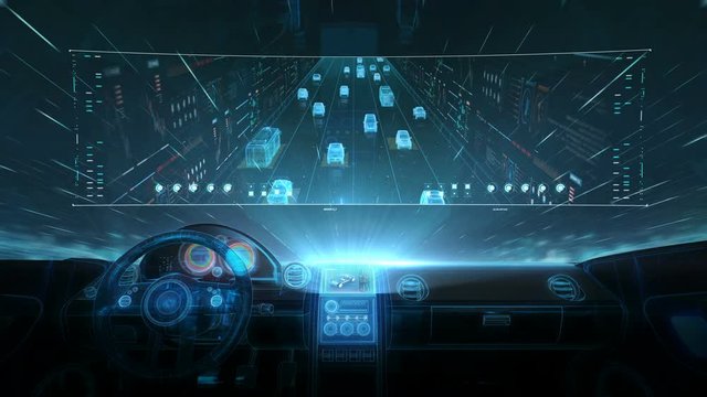 Inside of Future hybrid cars, Traffic control surveillance cameras. IOT. traffic CCTV cameras mounted main on high way, 4k movie. 1.