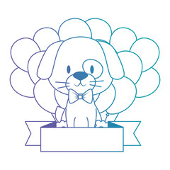 cute and adorable dog with balloons helium