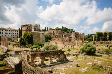 Fototapeta na wymiar Ancient roman historic ruins (Roman Forum)