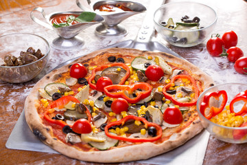 details of delicious fresh vegetarian pizza