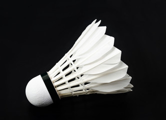 Badminton white shuttlecock feather professional.