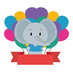adorable elephant with balloons helium and ribbon