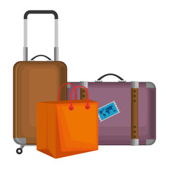 set suitcases travel icons