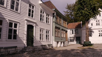 Fototapeta na wymiar Gamle Bergen, historisches Stadtviertel Sandviken, Norwegen