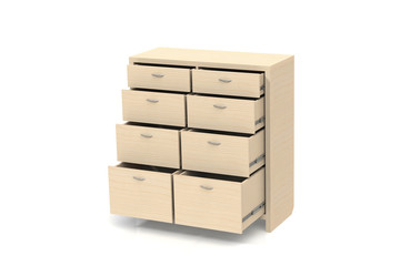 Wardrobe with drawers for clothes, linen, underwear, children's clothes.