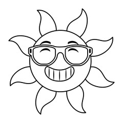 summer sun with sunglasses vector illustration design