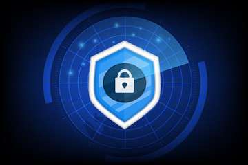 concept of cyber security with key icon vector on dark background