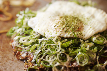 Okonomiyaki, Japanese savory pancake 