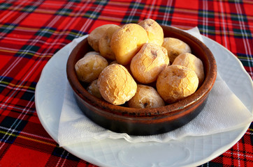 Wrinkled potatoes called papas arrugadas is a typical dish from Tenerife,Canary Islands, Spain.Selective focus.
