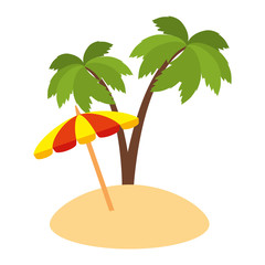 umbrella beach with palms vector illustration design