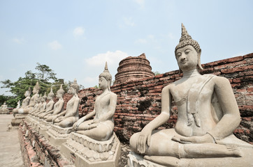 Obraz premium Ayutthaya, Thailand-March 24, 2018: Wat Yai Chai Mongkhon or the Great Monastery of Auspicious Victoryis 