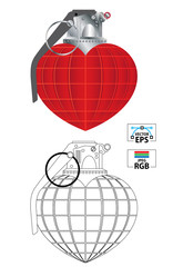 Love grenade bBomb vector illustration