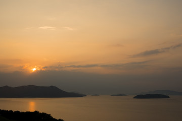 瀬戸内海　夕景　香川県さぬき市から撮影