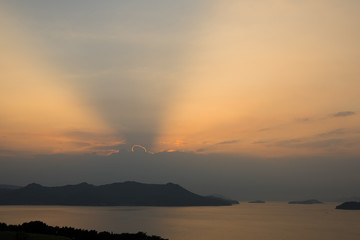 瀬戸内海　夕景　香川県さぬき市から撮影