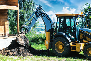 Excavator on the construction site. 