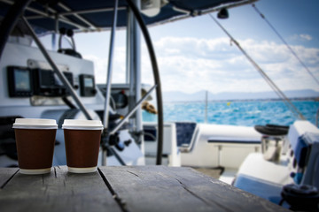 desk of free space for your decoration and yacht background. 