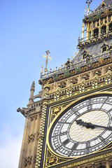 Closeup look at the face of Big Ben
