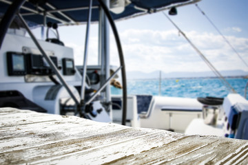 desk of free space for your decoration and yacht background. 