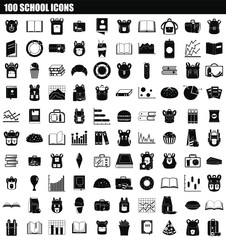 100 school icon set. Simple set of 100 school vector icons for web design isolated on white background
