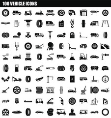 100 vehicle icon set. Simple set of 100 vehicle vector icons for web design isolated on white background