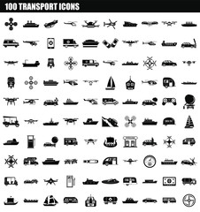 100 transport icon set. Simple set of 100 transport vector icons for web design isolated on white background