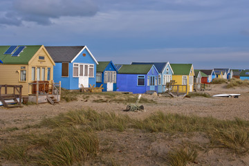Fototapeta na wymiar Beach huts at Hengistbury Head Christchurch Bournemouth Dorset England