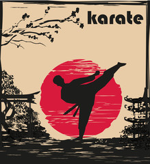 Creative abstract illustration of karate fighter
