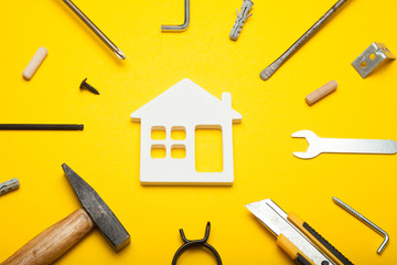 Handyman service tools, house construction and repair.