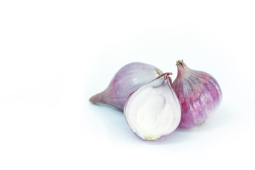 red onion on white background