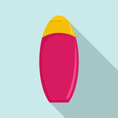 Pink cosmetic bottle icon. Flat illustration of pink cosmetic bottle vector icon for web design
