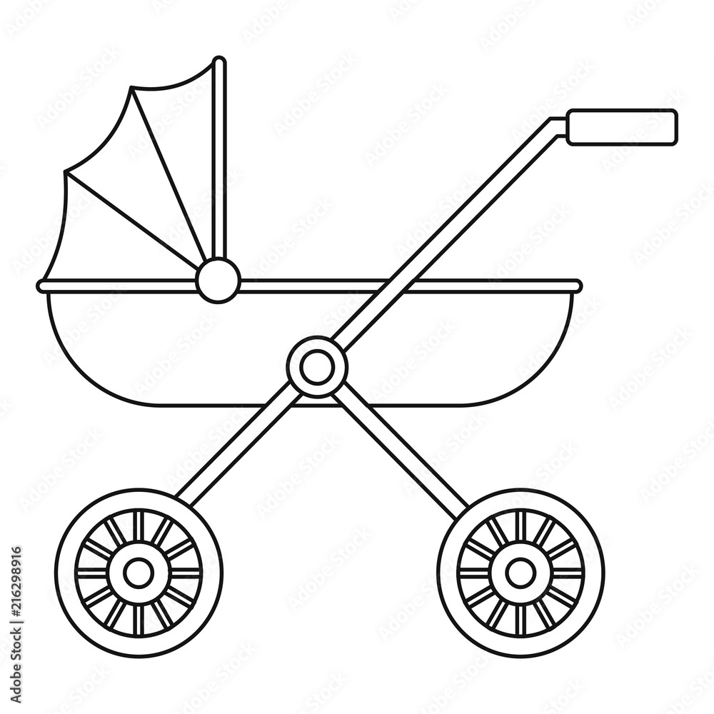 Wall mural Brand baby pram icon. Outline brand baby pram vector icon for web design isolated on white background