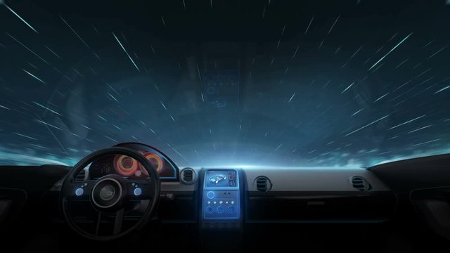 Inside of Future hybrid cars display, 4k movie. 2.