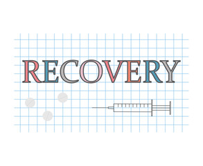 recovery word on checkered paper sheet- vector illustration