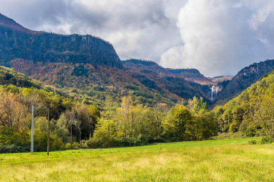 Autumn landscape (Garrotxa Province, Vall d'en Bas, Catalonia, Olot, Spain)