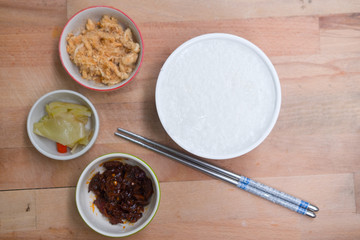 Asian style breakfast soft boiled rice