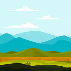 Mountains landscape background. Flat illustration of mountains landscape vector background for web design