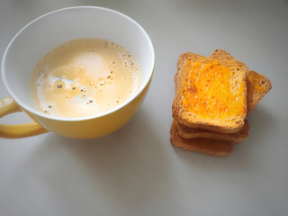 Cappuccino and jammed rusks