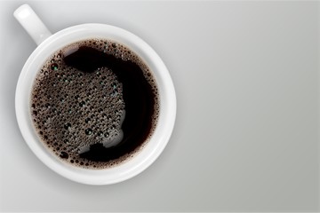 Black coffee on white desk