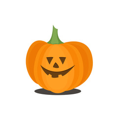 Orange scary pumpkin in thin line flat style. Halloween celebration.