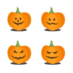 Orange scary pumpkin in thin line flat style. Halloween celebration. Vector illustration