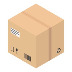 Box parcel icon. Isometric of box parcel vector icon for web design isolated on white background